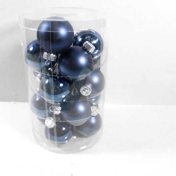 🎄Box of Blue Christmas Tree Ornament Glass Balls Matte and Gloss Style - Picture 3 of 6